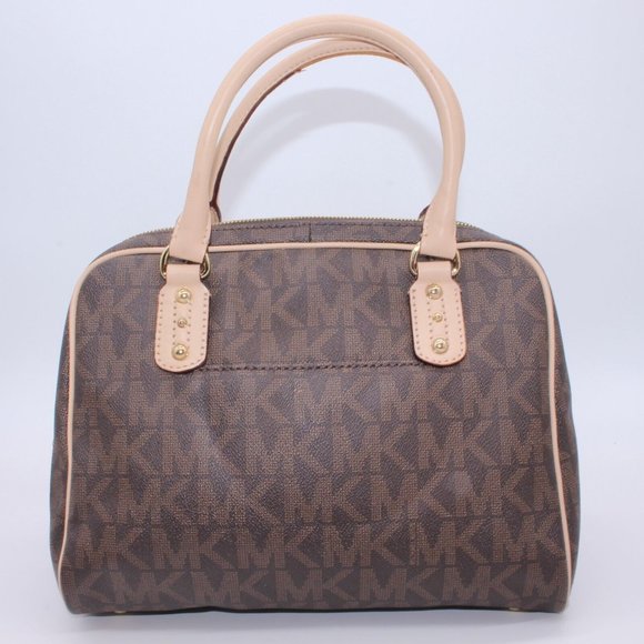 Michael Kors SATCHEL Shoulder Bag Purse Logo Leather Brown Minor Defect - Picture 7 of 11